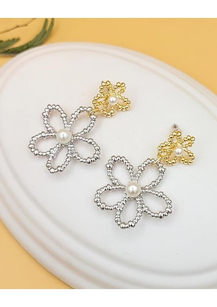 Çift Renkli Inci Çiçeği Küpe