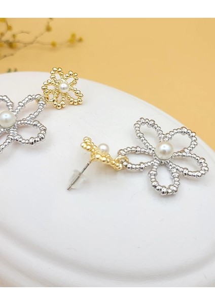 Çift Renkli Inci Çiçeği Küpe modelleri