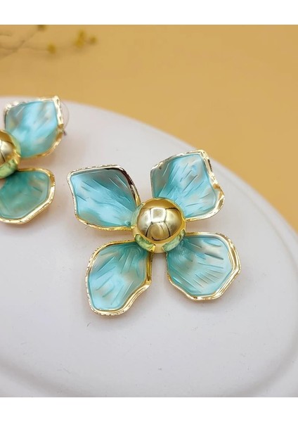 Su Yeşili Gold Yasemin Küpe modelleri