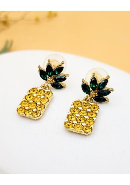 Sarı Zirkon Taşlı Ananas Küpe fiyatları
