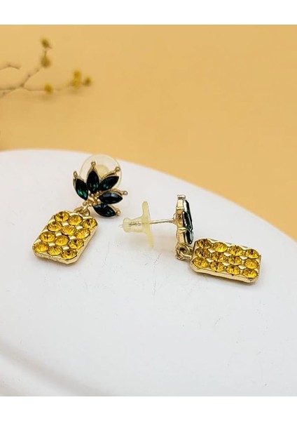 Sarı Zirkon Taşlı Ananas Küpe fırsatları