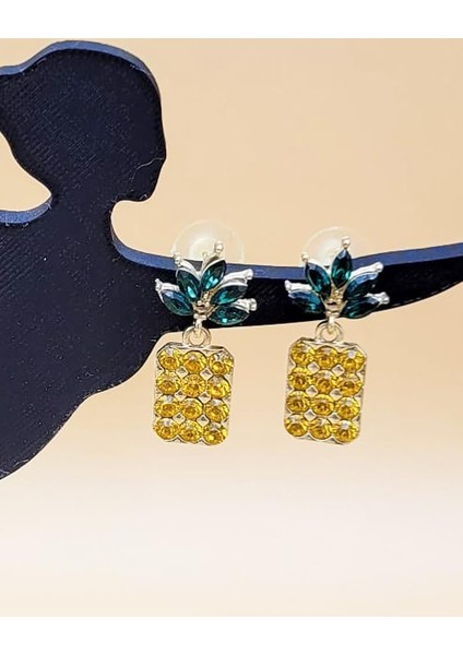 Sarı Zirkon Taşlı Ananas Küpe indirimleri
