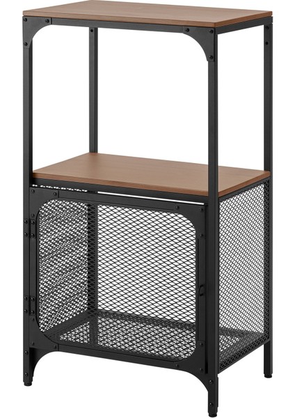 Fjällbo Raf Ünitesi 51X95 cm Siyah Çelik Dayanıklı Masif Çam Raf