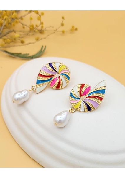 Asimetrik Incili Denizkabuğu Marka Model Küpe