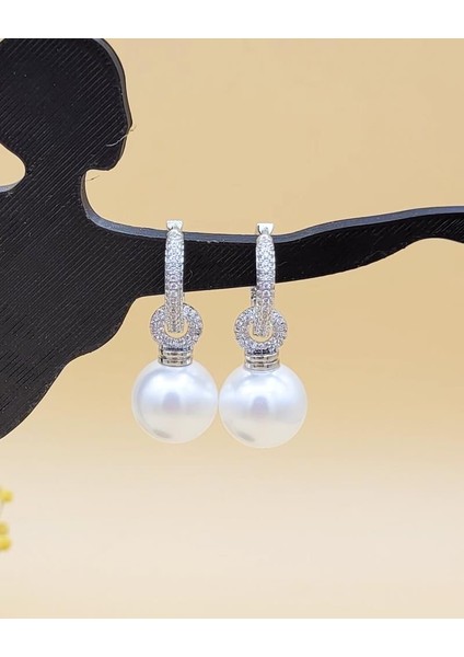 Zirkon Taşlı Incili Abiye Küpe