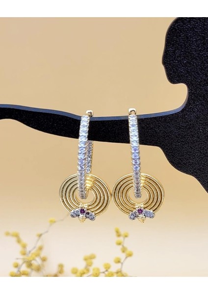 Minik Arılı Taşlı Çelik Küpe modelleri