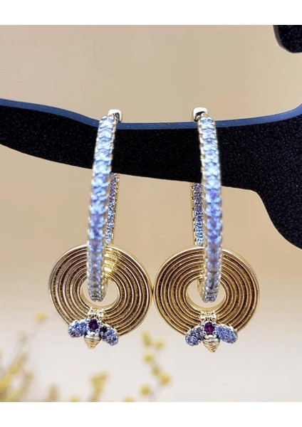 Minik Arılı Taşlı Çelik Küpe fırsatları