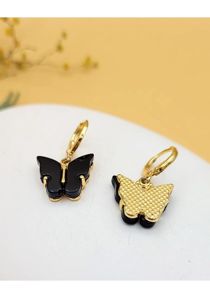 Siyah Akrilik Sallantılı Kelebek Küpe fiyatları