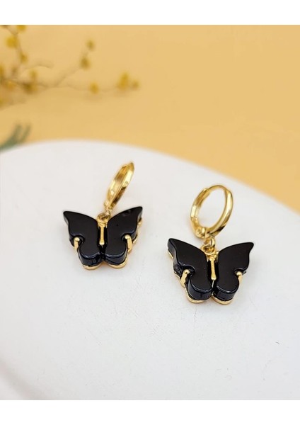 Siyah Akrilik Sallantılı Kelebek Küpe fırsatları