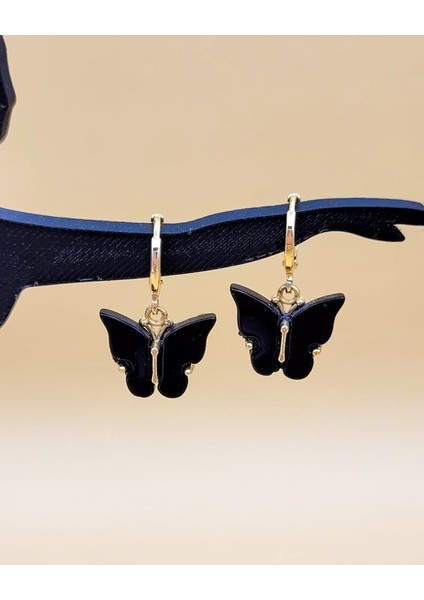Siyah Akrilik Sallantılı Kelebek Küpe indirimleri