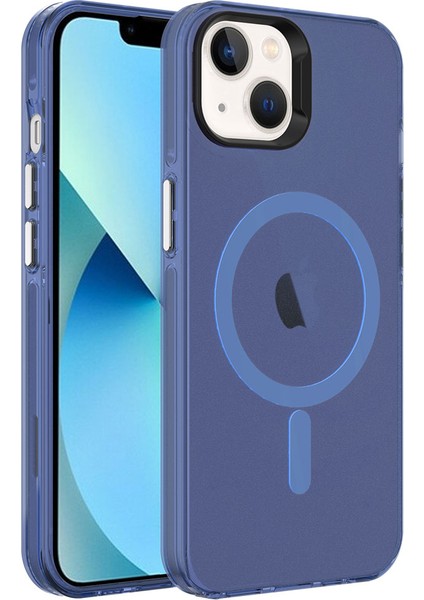 Apple iPhone 14 Kılıf Zore M-Safe Şarj Özellikli Buzlu Transparan C-Pro Sert Kapak