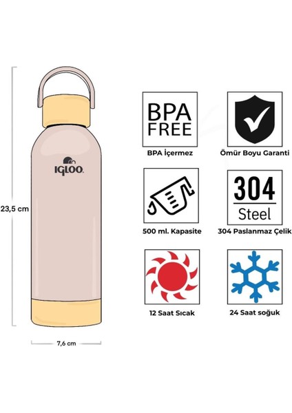 Çelik Pro Termos - Igloo - Hydrate - 500ML - Bej - 205694 fırsatları