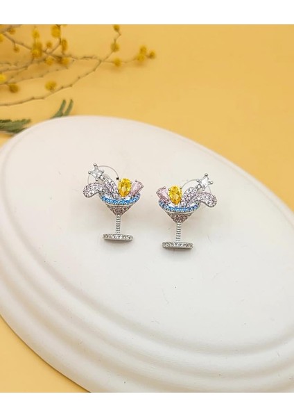 Silver Işıltılı Kokteyl Küpe modelleri