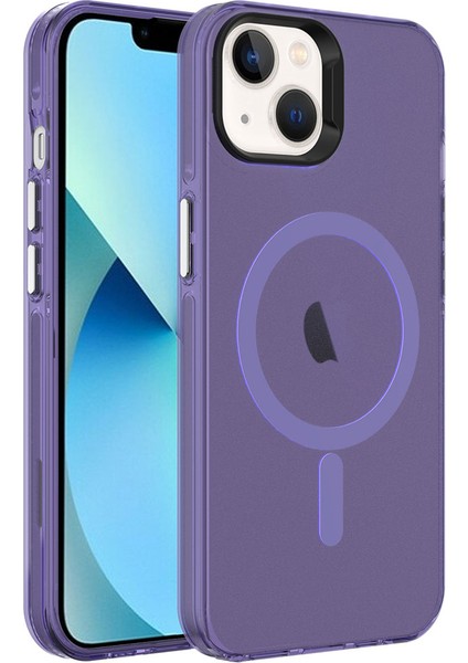 Apple iPhone 14 Kılıf Zore M-Safe Şarj Özellikli Buzlu Transparan C-Pro Sert Kapak