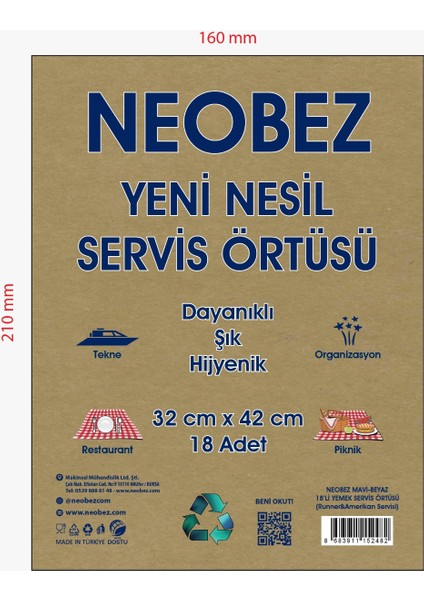 Yeni Nesil Servis Örtüsü (Runner&amerikan Servisi) 32X42 cm 18 adet fırsatları