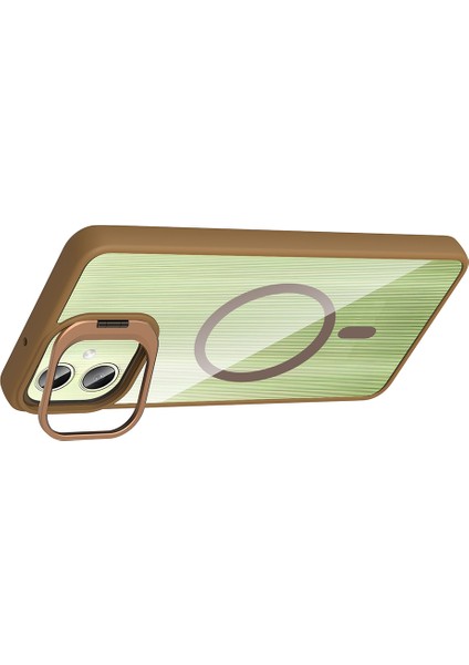 Galaxy A06 Kılıf Standlı ve Kamera Lens Hediyeli M-Safe Şarj Özellikli Joec Etro Kapak - Desert Tita