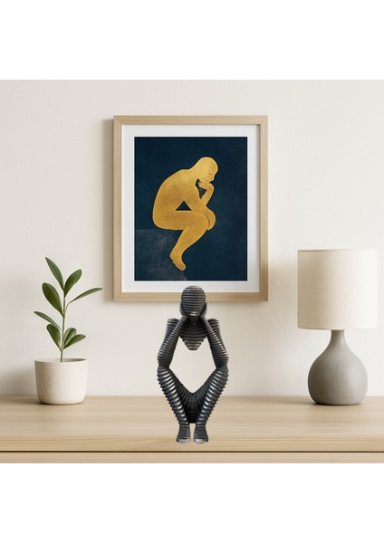 Düşünen Adam Figürü Modern Dekoratif Biblo Polyester 21 x 9 cm indirimleri