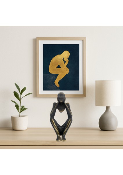 Düşünen Adam Figürü Modern Dekoratif Biblo Polyester 21 x 9 cm indirimleri