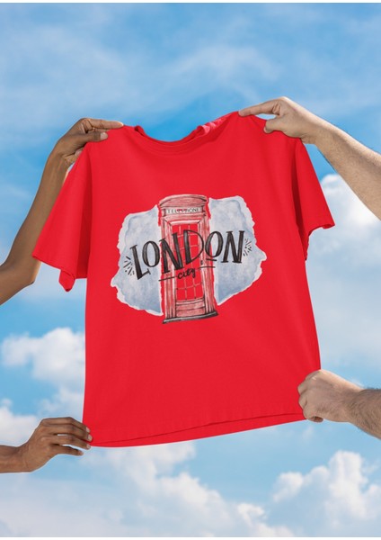 Erkek Londn2 Transfer Baskılı Yuvarlak Yaka Kısa Kol Tişört