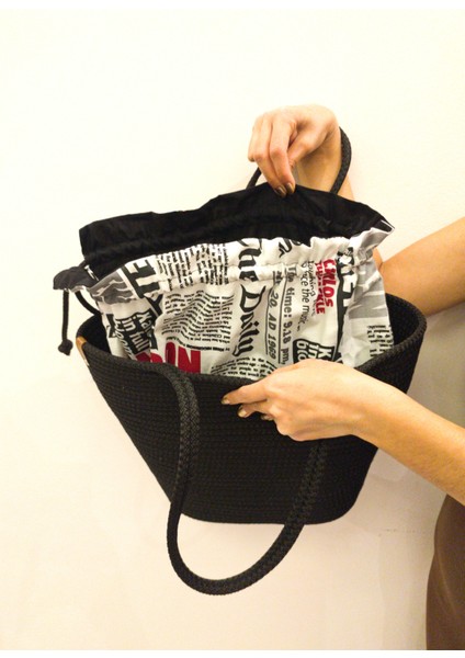 Tasarım Kapanabilir Astarlı Kadın Kol ve Omuz Çantası Yıkanabilir Kordon Ip Çanta indirimleri