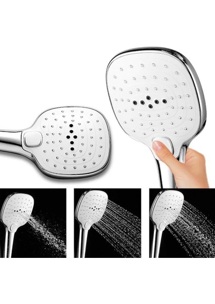 Gbmotion D3, 2 Fonksiyonlu Krom Kaplama Duş Başlığı ve Hortum Seti – Ayarlanabilir Akış, 155 cm Hortum, Duvara Montaj Aparatlı