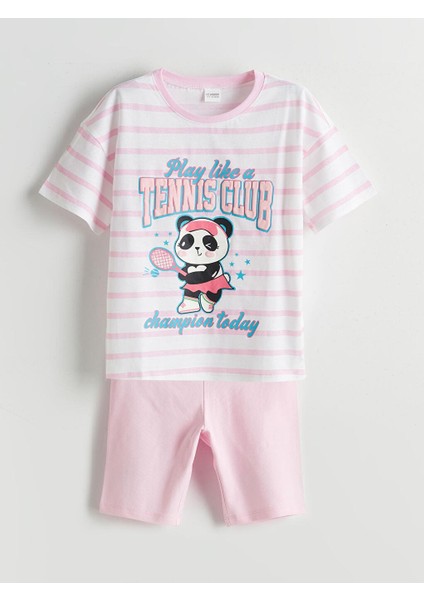 Bisiklet Yaka Kız Çocuk Şortlu Pijama Takımı (S5)