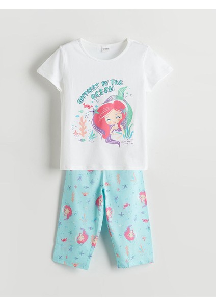 Bisiklet Yaka Kız Çocuk Kaprili Pijama Takımı (S5)