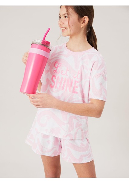 Bisiklet Yaka Kız Çocuk Şortlu Pijama Takımı (S5)
