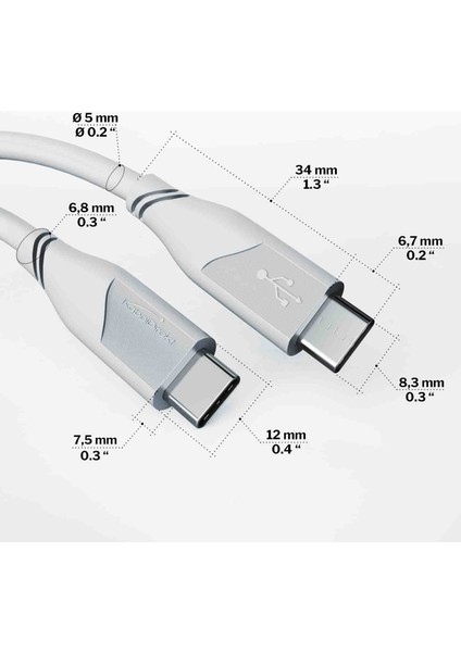 100W Usb-C - Usb-C Pd 3 Hızlı Şarj Kablosu 2 Metre Beyaz modelleri