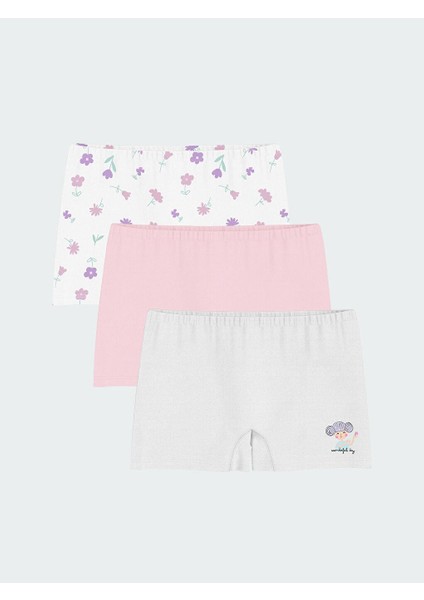 Çiçekli Kız Çocuk Boxer 3'lü (S5)