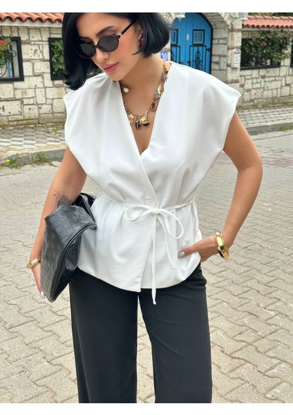 Belden Baglamalı Yelek Scuba Crep modelleri