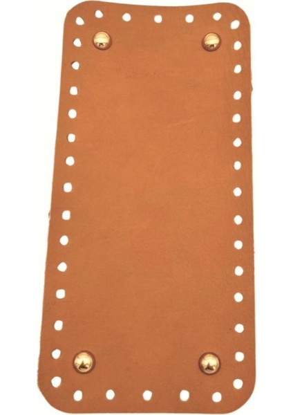 Gerçek Deri Açık Taba 25X12 cm Dikdörtgen Light Gold Metalli Çanta Tabanı