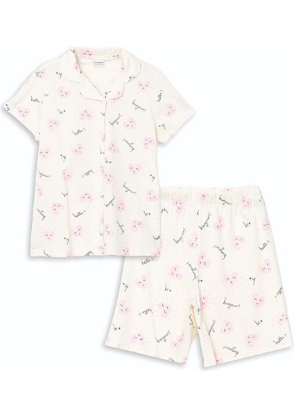 Gömlek Yaka Kız Çocuk Şortlu Pijama Takımı (S5)