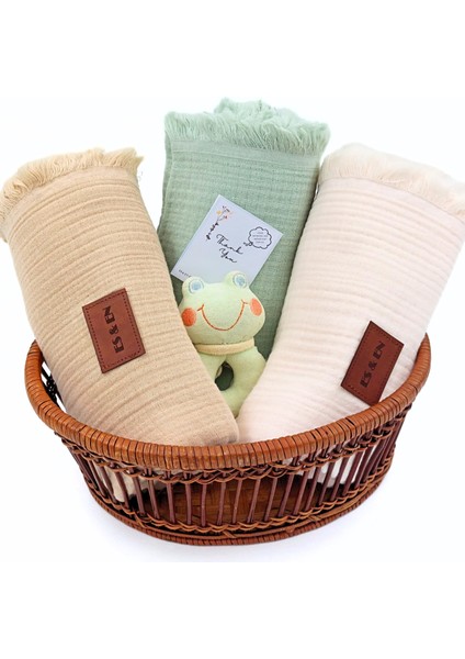 Yıldızpazar since 2024 Es &En Trade Müslin Bebek Battaniyesi 4 Katlı Mint yeşili