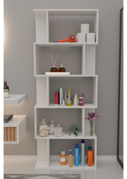 Scala 5 Raflı Banyo Dolabı Banyo Rafı Çok Amaçlı Dolap-Beyaz fiyatları