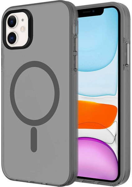 Apple iPhone 11 Kılıf Zore M-Safe Şarj Özellikli Buzlu Transparan C-Pro Sert Kapak