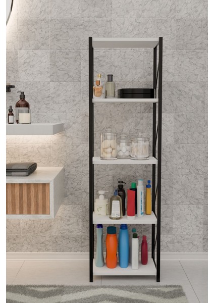 Orno 5 Raflı Banyo Dolabı Banyo Rafı Çok Amaçlı Banyo Rafı-Beyaz fiyatları