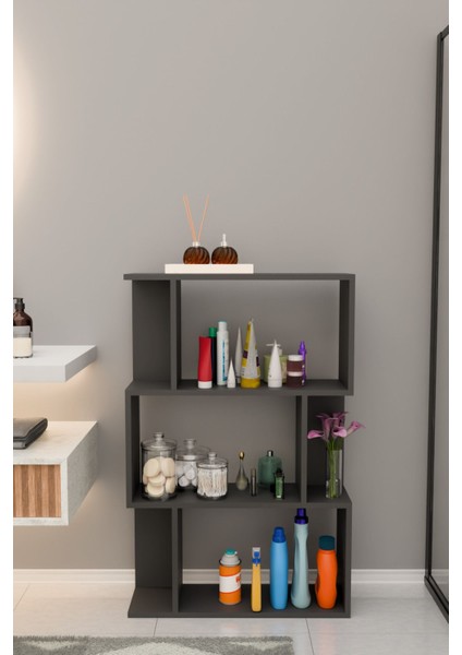 Scala 3 Raflı Banyo Dolabı Banyo Rafı Çok Amaçlı Dolap-Antrasit fiyatları