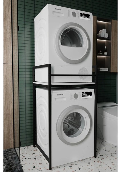 Strong Çamaşır Makina Dolabı Kurutmalık Rafı Banyo ve Kurutmalık Beyaz