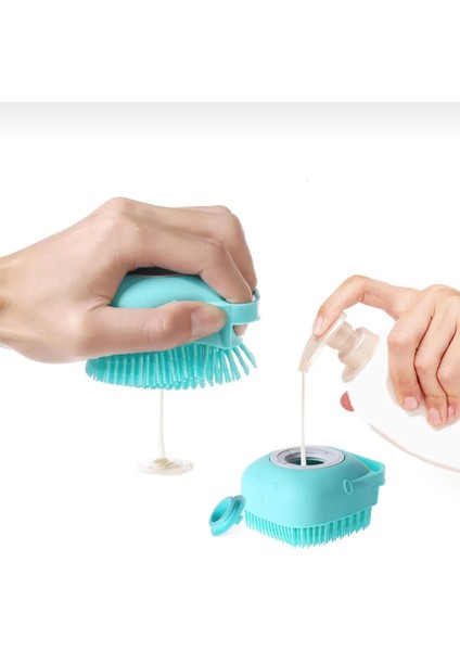 Şampuan Hazneli Duş Temizlik Fırçası Pratik Hızlı Köpürtme