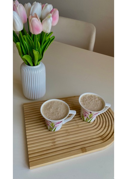 Yarım Gökkuşağı Dekoratif Bambu Sunum Tepsisi - 32 x 23 cm fiyatları