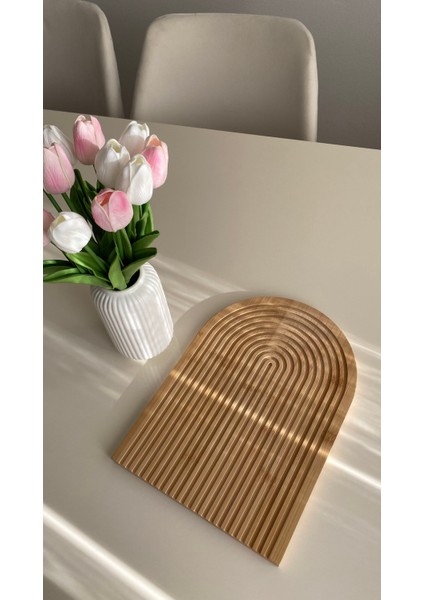 Yarım Gökkuşağı Dekoratif Bambu Sunum Tepsisi - 32 x 23 cm modelleri