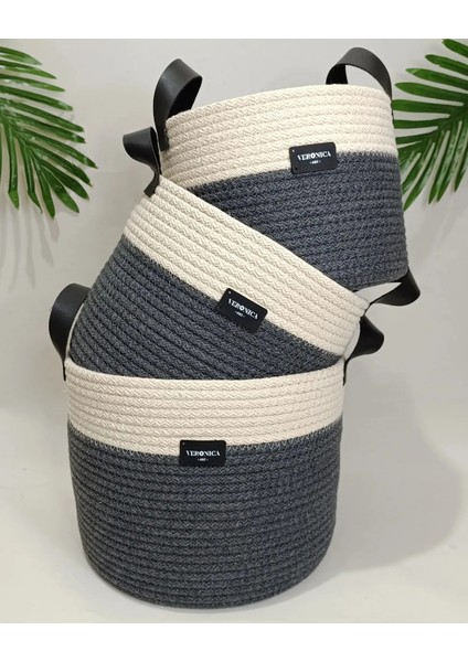 VeronicaArt3'lü Organizer Sepet Deri Saplı