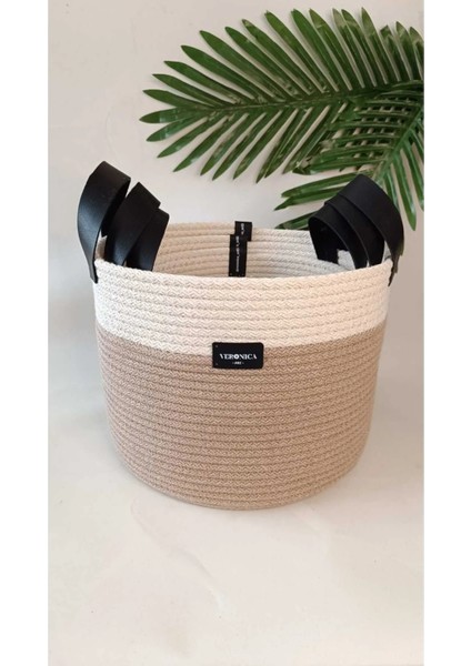 VeronicaArt 3'lü Organizer Sepet Deri Saplı