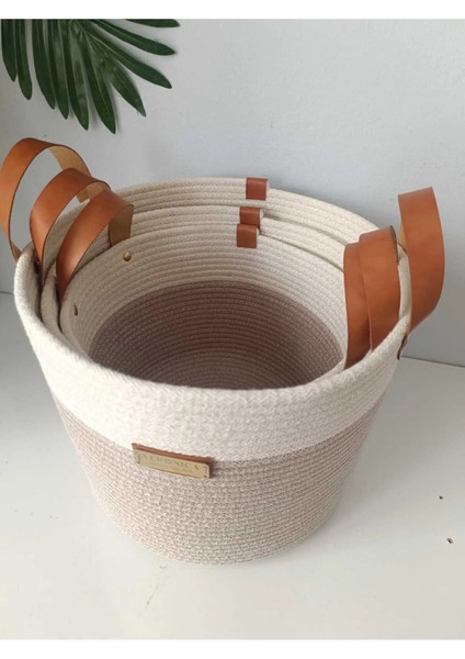 VeronicaArt 3'lü Organizer Sepet Deri Saplı