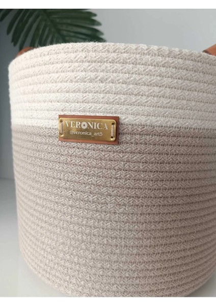 VeronicaArt 3'lü Organizer Sepet Deri Saplı