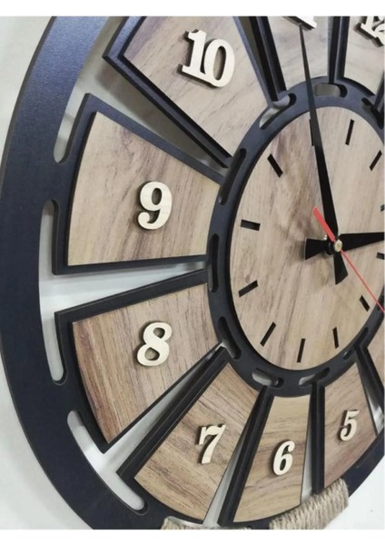 Ahşap Halatlı Dekoratif Duvar Saati