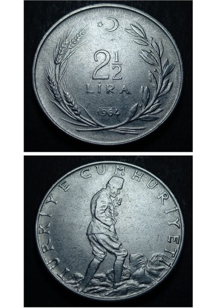 39963687AF3C30FFED 1964 Akmonital 2½ Lira Eski Madeni Para