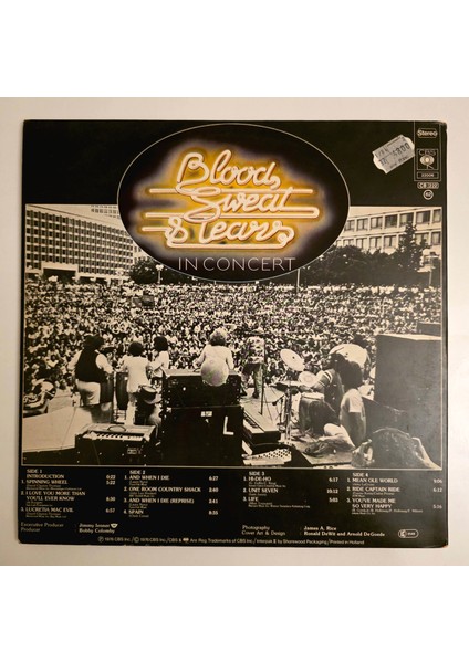 Blood, Sweat & Tears* Featuring David Clayton-Thomas - In Concert - Dönem Baskı Plak