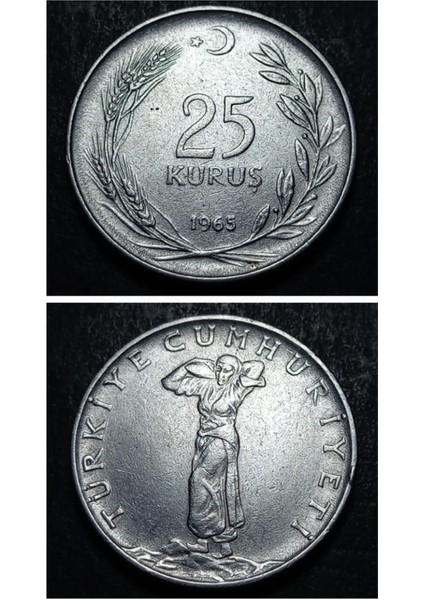 1965 Akmonital 25 Kuruş Eski Madeni Para